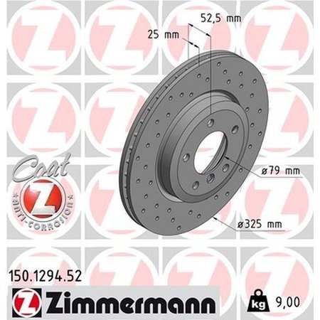 ZIMMERMANN Brake Disc - Sport/Coated, 150.1294.52 150.1294.52